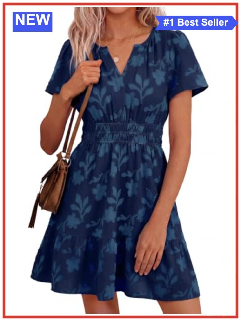 Simplee Floral Dress Short Sleeve V Neck Empire Waist A Line Mini Casual